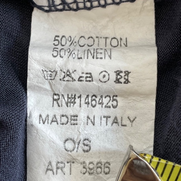 Tina Stevens Linen Cotton Short Sleeve Dark Blue Top One Size Fits Most - Picture 7 of 8